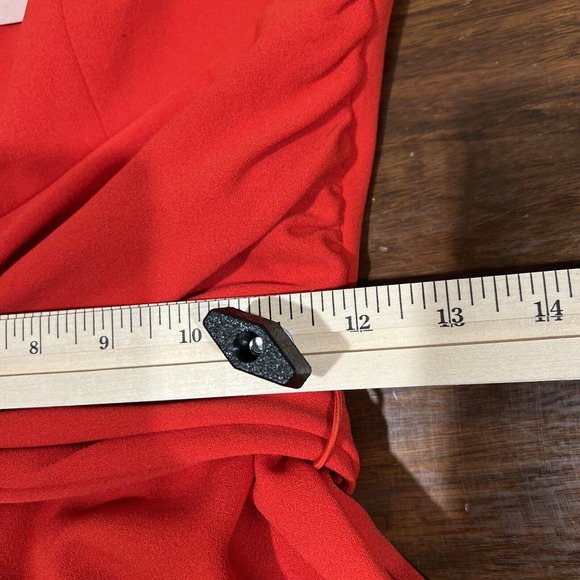 Dress The Population Women Small Red Body Con Wrap V-Neck Cap Sleeve Dana - Picture 12 of 14